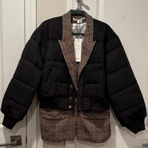 Veronica Beard NWT LARKIN Puffer Black Jacket with attached blazer size 16